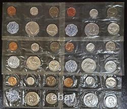 1958-1964 Lot of SIX (6) US Mint Proof Sets in Cello Flat Pack 90% Silver