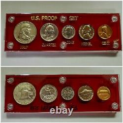 1959 P United States Proof Set 5 GEM 90% SILVER BU PROOF COINS IN CAPITAL HOLDER