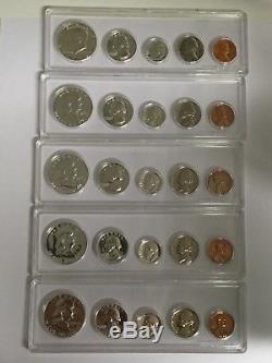 1960 1961 1962 1963 1964 Silver Proof Sets-franklin/kennedy-5 Sets-25 Coins