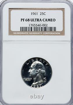 1961 NGC PF68 ULTRA CAMEO Washington Silver Proof Quarter