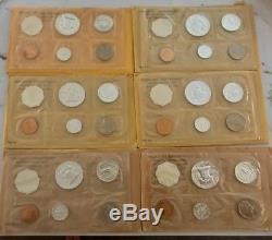 1961 US Mint 5 Coin Silver PROOF SET Flat Pack Lot of 6 sets