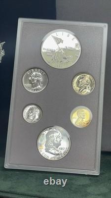 1961 US Proof Set Franklin Half + 2005 Marines Silver Dollar 90% Silver Coins