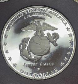 1961 US Proof Set Franklin Half + 2005 Marines Silver Dollar 90% Silver Coins