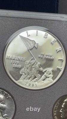 1961 US Proof Set Franklin Half + 2005 Marines Silver Dollar 90% Silver Coins