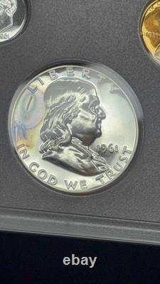 1961 US Proof Set Franklin Half + 2005 Marines Silver Dollar 90% Silver Coins