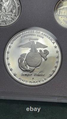 1961 US Proof Set Franklin Half + 2005 Marines Silver Dollar 90% Silver Coins