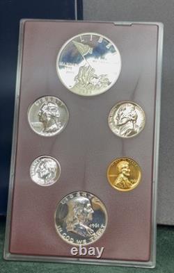 1961 US Proof Set Franklin Half + 2005 Marines Silver Dollar 90% Silver Coins
