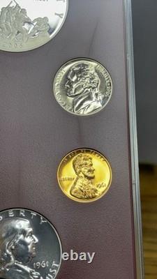 1961 US Proof Set Franklin Half + 2005 Marines Silver Dollar 90% Silver Coins
