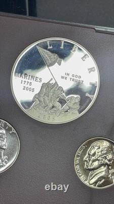 1961 US Proof Set Franklin Half + 2005 Marines Silver Dollar 90% Silver Coins