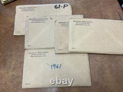 1961 US Proof Set Original Envelopes Silver wholesale lot of 5 proof sets
