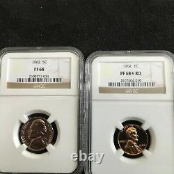 1962, 5 Piece Franklin Proof Set, Certified Proof 67, 68, 69 By NGC, WOWZER