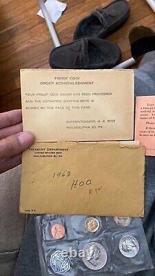 1963 Proof Set With COA Flat Pack Original Envelope US Mint Silver