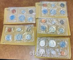 1963 US Proof Set Original Envelopes Silver lot of 5 proof sets with Franklin half