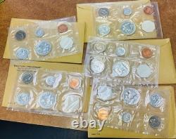 1963 US Proof Set Original Envelopes Silver lot of 5 proof sets with Franklin half