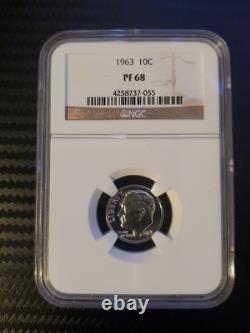 1963 Year Set, 5 coins all NGC PF68 Quarter Dime Nickel Cent (Red) & Franklin
