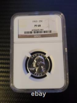 1963 Year Set, 5 coins all NGC PF68 Quarter Dime Nickel Cent (Red) & Franklin