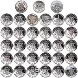 1964-2017 S Kennedy Half Dollar 90% Silver Gem Deep Cameo Proof Run 34 Coin Set