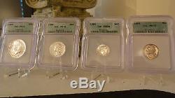 1964 Silver 4- Coin Set All Proof 70 RARE