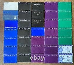 1965- 2000 US Mint Proof Set Run (36 Sets) Silver Half Dollars 60s 70s 80s 90s