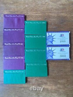 1965- 2000 US Mint Proof Set Run (36 Sets) Silver Half Dollars 60s 70s 80s 90s