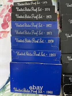 1968-1983, US Mint Sets, 16 Years Of Mint Sets. Nice Display Stand For Your Desk