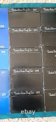 1968-1989 US Mint Proof Set Run lot Original Boxes 22 Sets 119 Coins! L716