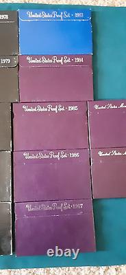 1968-1989 US Mint Proof Set Run lot Original Boxes 22 Sets 119 Coins! L716