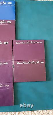 1968-1989 US Mint Proof Set Run lot Original Boxes 22 Sets 119 Coins! L716
