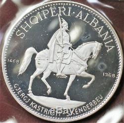 1968 Albania 3 Coin Silver Gem Proof Set 25 10 and 5 Leke OGP with COA