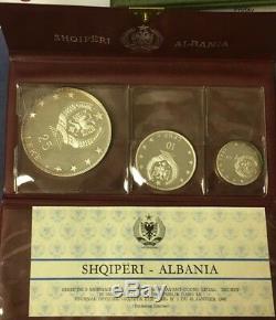 1968 Albania Proof Silver Set-3 Coins Free S/h