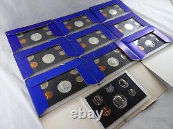 1968-S Lot of 10 US Mint 5 Coin Proof Sets with 40% Silver Kennedy Half OGP