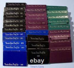 1968 through 1998 PROOF sets Plus 1976 Silver Proof Set-Lot of 32 Sets-Box/COA