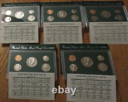 1968 to 2009 Proof Set U. S. Mint 42 Proof Sets San Francisco Mint Box COA
