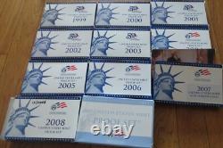 1968 to 2009 Proof Set U. S. Mint 42 Proof Sets San Francisco Mint Box COA