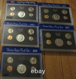 1968 to 2011 Proof Set U. S. Mint 44 Proof Sets San Francisco Mint Box and COA