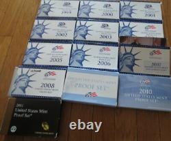 1968 to 2011 Proof Set U. S. Mint 44 Proof Sets San Francisco Mint Box and COA