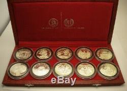 1969 Tunisia 10 Piece Sterling Silver Dinar Proof Set with Original Box