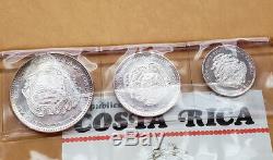 1970 Costa Rica Silver Proof Set with 25, 20,10, 5, & 2 Colones with COA #1363