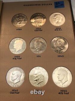 1971 1978 Complete Set of Eisenhower Dollars $1 in Dansco Album Silver Proofs