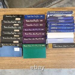 1973-2011 Assortment Of Proof Sets Original Box Clad 22 Sets Lot US Mint