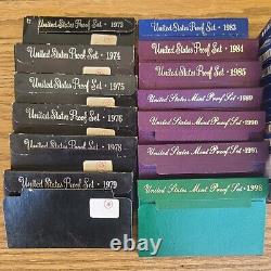 1973-2011 Assortment Of Proof Sets Original Box Clad 22 Sets Lot US Mint
