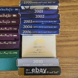 1973-2011 Assortment Of Proof Sets Original Box Clad 22 Sets Lot US Mint
