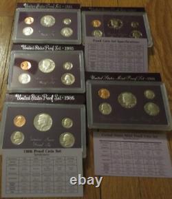 1973 to 1993 Proof Sets U. S. Mint 21 Proof Set San Francisco Mint Box & COA