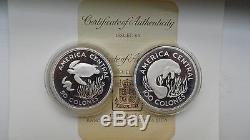 1974 Costa Rica WWF Conservation Series 50 and 100 Colones Silver Proof coin set