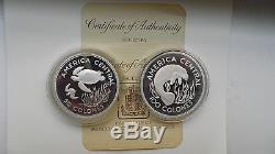 1974 Costa Rica WWF Conservation Series 50 and 100 Colones Silver Proof coin set