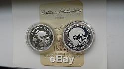 1974 Costa Rica WWF Conservation Series 50 and 100 Colones Silver Proof coin set