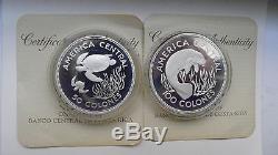 1974 Costa Rica WWF Conservation Series 50 and 100 Colones Silver Proof coin set