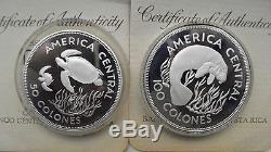 1974 Costa Rica WWF Conservation Series 50 and 100 Colones Silver Proof coin set