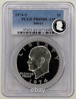 1974 S US 7 Coin Proof Set with Ike Silver $1PCGS PR69DCAM$1-50C-25C-10C-5C-1C