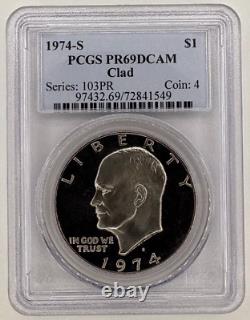 1974 S US 7 Coin Proof Set with Ike Silver $1PCGS PR69DCAM$1-50C-25C-10C-5C-1C